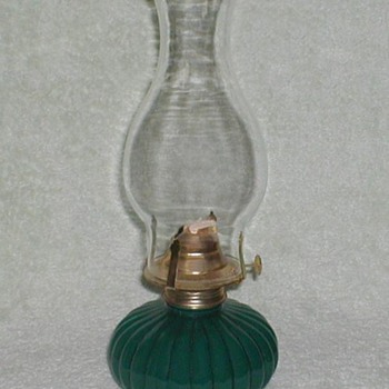 Green glass Oil Lamp - Lamps