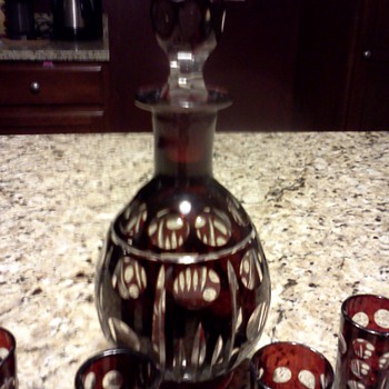 Cranbarry Glass Decanter? Any Help? - Glassware