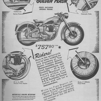1950 B.S.A. Motorcycle Advertisement