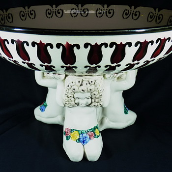 A CARL KLIMT SECESSIONIST CERAMIC CENTER PIECE - POWOLNY STYLE. - Art Pottery