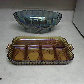 CARNIVAL GLASS TRAY AND BOWL