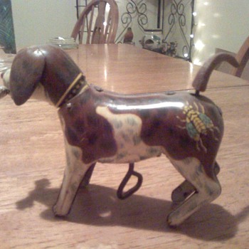 Vintage Tin Windup Toy Dog 