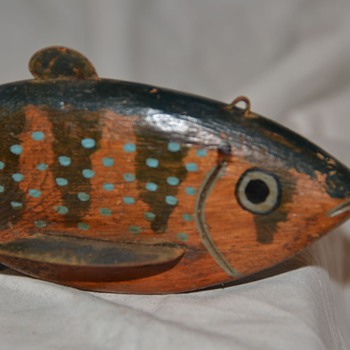 Folk Art Fish Decoy Blue Spots Unknown Maker or Region or Species