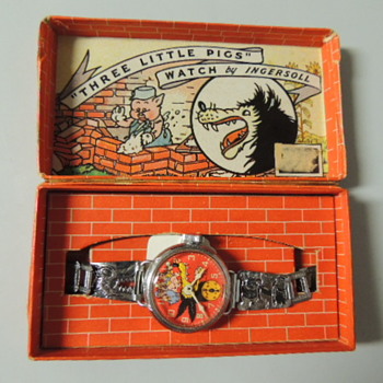 1930s 3 little pigs big bad wolf watches - Wristwatches