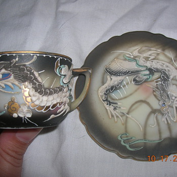 Japanese Dragonware Nude Lithophane Tea cup and saucer - Asian