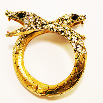 Vintage Double Snake Head Bypass Bracelet