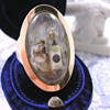 Georgian Mourning Ring Rose Gold with Ivory Hair Miniature