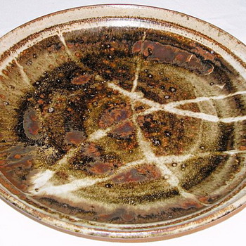 Great Abstract Charger.  Not Sure of Signature.  Possibly Berg - Art Pottery