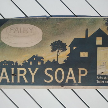 Pre - 1920's Cardboard Trolley Car Fairy Soap Advertisement Sign