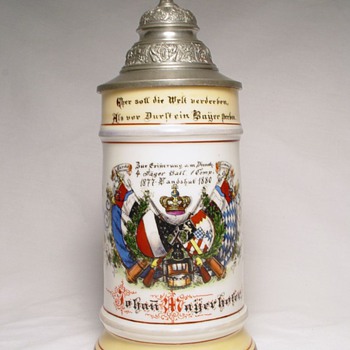 Imperial German Reservist’s stein of Jäger Johan Mayerhofer 1877-1880 - Breweriana
