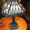 Old Metal and Slag Glass Lamp.
