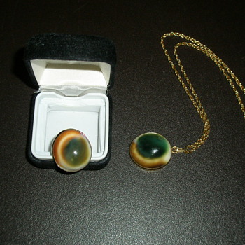 My Mother's Cat Eye Ring and Necklace - Costume Jewelry