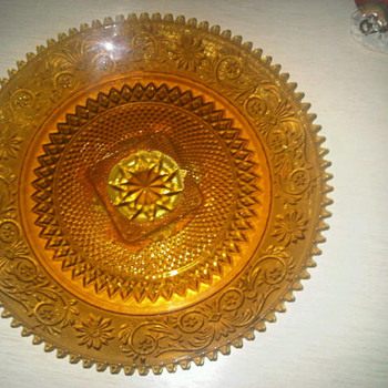 Antique Glass Lazy Susan - Orange?