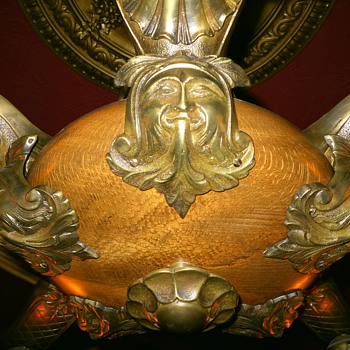 Decorative Brass & Wood Hanging Light Fixture - Lamps