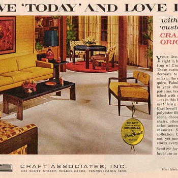 1968 - Craft Associates (Adrian Pearsall) Furniture Advertisement
