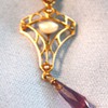 14k Gold Lavalier Necklace With Amethyst and Opal 