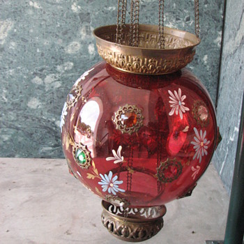Antique hanging globe lamp collected in India