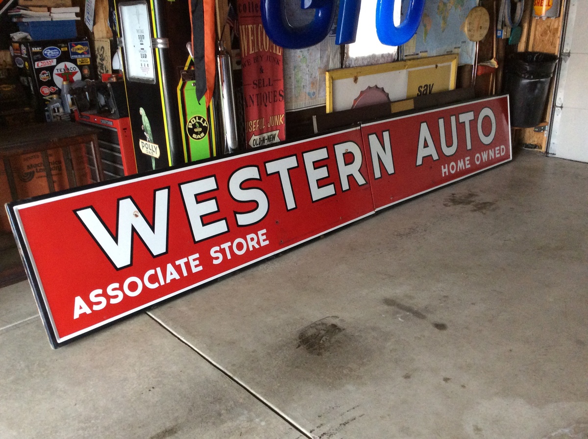 WESTERN AUTO porcelain sign made by the Veribrite SignsChicago
