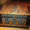 Metal and wood  trunk barrel or round top