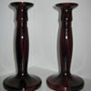 Czechoslovakia Glass Candlestick Holders Kralik 