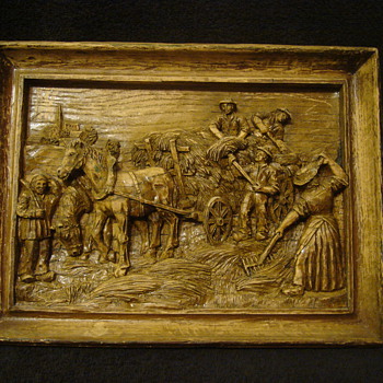 Hand Carved Wood Art Picture - Folk Art