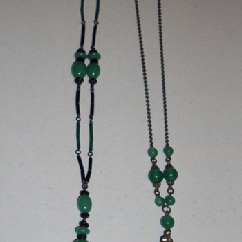 Green Czech glass. - Costume Jewelry