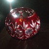 RUBY RED BOHEMIAN ART GLASS CANDLE HOLDER