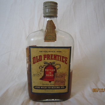 Antique Old Unopened July 1933 Prohibition Old Prentice The AMS Co Medicinal Whiskey Bottle With Label and Prescription
