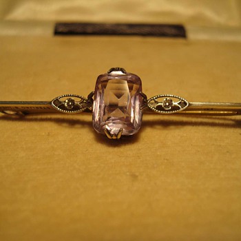 Lovely Art Deco Amethyst Bar Pin in Sterling Early Ward Brothers