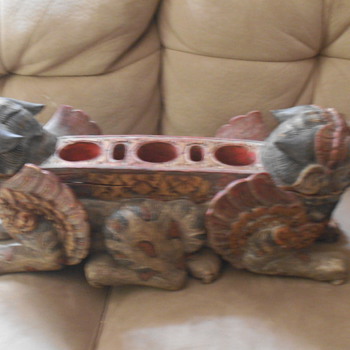 antique foo dog (Shishi) incense holder - Asian