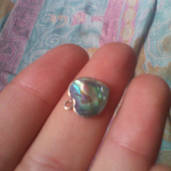 paua heart shaped earings, stg stamped