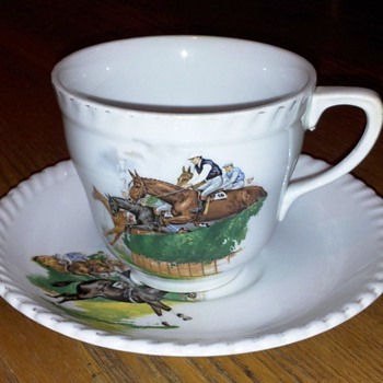 Teacup & Saucer~Steeplechase horse racing~By Johnson Bros in Australia