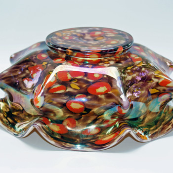 Kralik Millefiori Iridized Knuckle Bowl vase - Art Glass