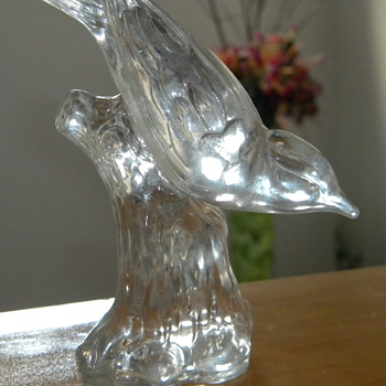 Vintage Glass bird on branch - Art Glass