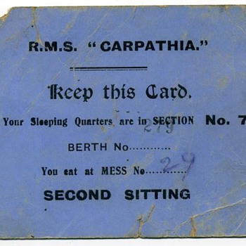 R.M.S. "Carpathia" Soldiers Ticket