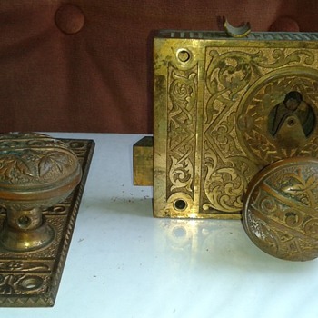 Brass Door Rim Lock Box Unknown Origin - Tools and Hardware