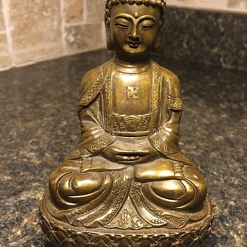 ANTIQUE BUDDHA. SWASTIKA, COPPER AND MYSTERY STAMP. - Asian