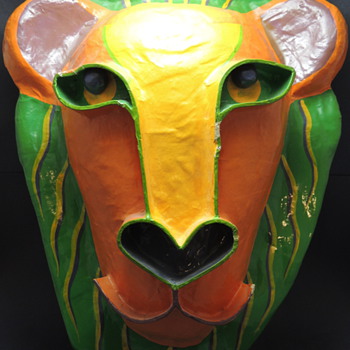 Papier-mâché Lion Mask - Signed GINA TUREX - Animals