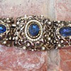 CHUNKY FAUX PEARL & BLUE RHINESTONE BRACELET