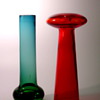 Gralglas vase of unknown designer and candle holder/vase by Harri Koskinen for Iittala