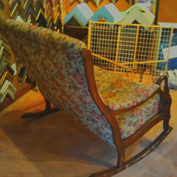 swan handle highback loveseat rocker