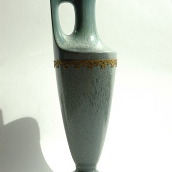 french art deco SARREGEMINES vase in antique style with cristaline glaze - Art Deco
