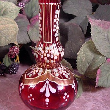 Ruby Red Hand Painted Vase?? - Art Glass
