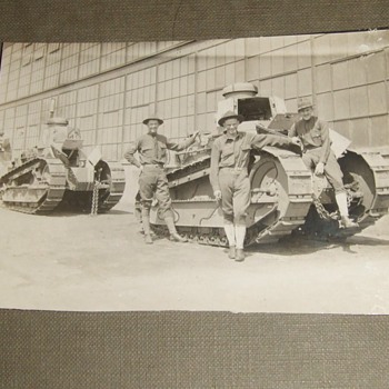 WW1 RPPC of doughboys with Renault FT TANKS