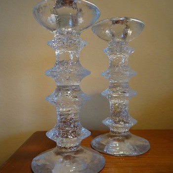  TIMO SARPANEVA IITTALA FINLAND -FESTIVO - TALL CANDLE STICKS(2ITEMS) - Art Glass