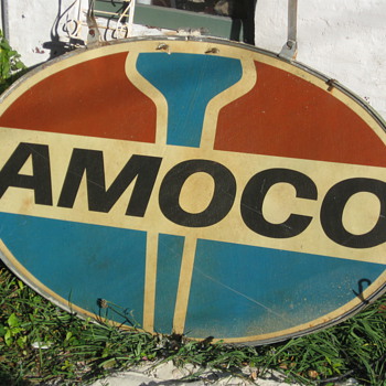 Amoco sign fiberglass with ring and hangers