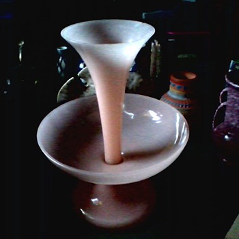 Delicate Shell Pink Opaline Glass Epergne/French or Italian Maker/ Circa 1940's- 50's - Art Glass
