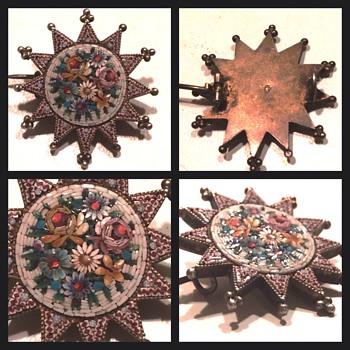 Flower Micro Mosaic Vermeil Star Brooch - Fine Jewelry