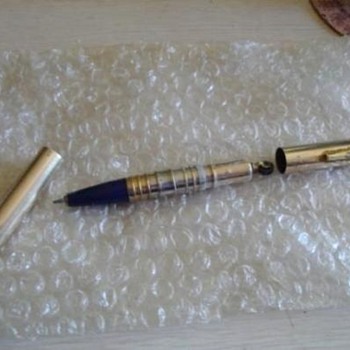 Vintage brass-based gold filled pen/lighter combo