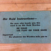 WWII air raid shelter instruction card